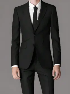 Black Peak Lapel Slim Fit Two-Piece Suit Set
