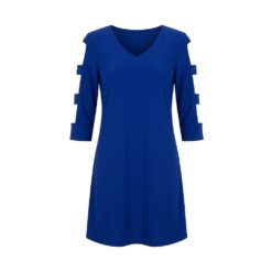 Blue V-Neck Cut-Out Sleeve Shift Dress