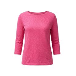 Heathered Fuchsia Pink 3/4 Sleeve Side-Vent Knit Tee