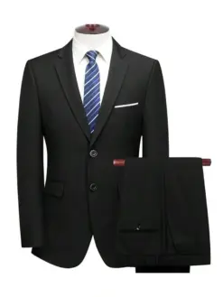 Men's Black Two Piece Slim Fit Formal Business Suit