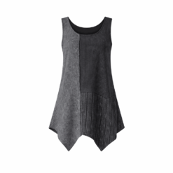 Mixed-Print Sleeveless Asymmetrical Sharkbite Hem Tunic Top
