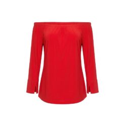 Radiant Red Off-The-Shoulder Long Sleeve Tunic Top